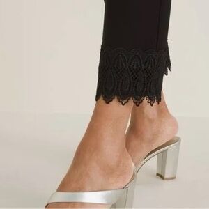 Chico's Black Straight Leg Pants with Lace Trim
